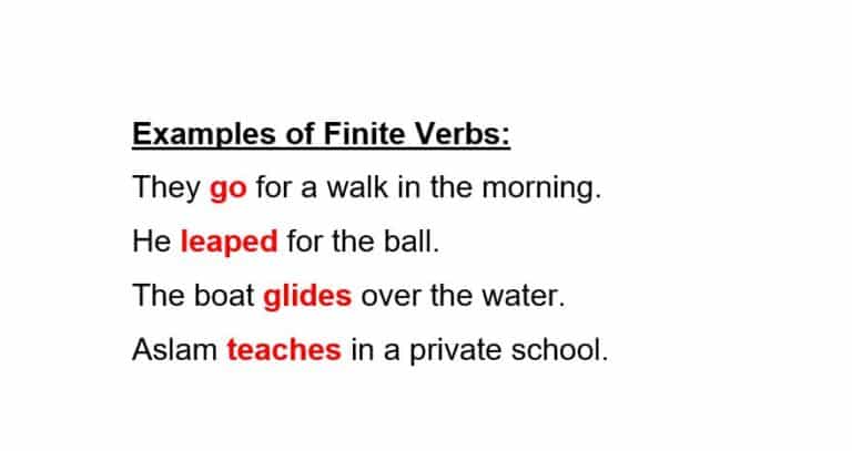 Examples of Finite Verbs from Finite and Non Finite verbs in Urdu