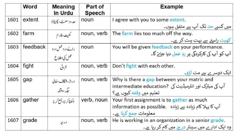 feedback meaning in Urdu