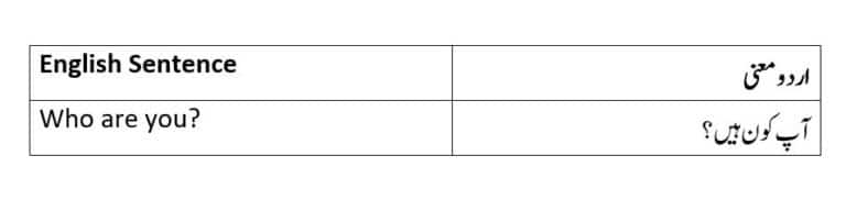 Who are you meaning in Urdu