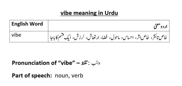 vibe meaning in Urdu