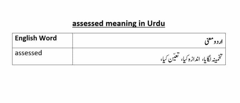 assessed meaning in Urdu
