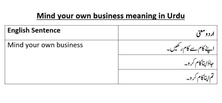 Mind your own business meaning in Urdu