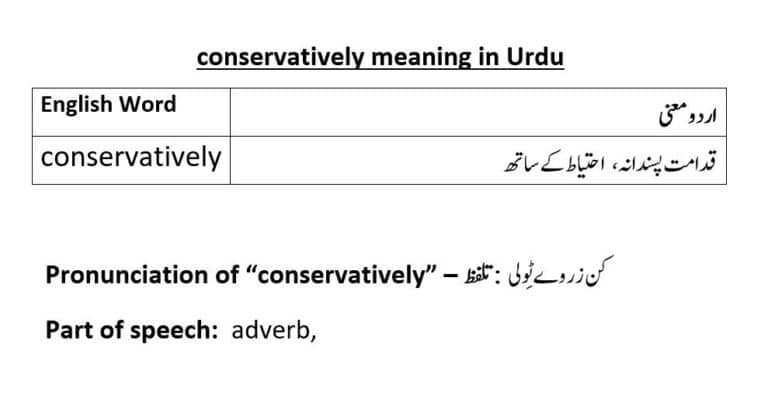 conservatively meaning in Urdu