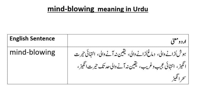 mind blowing meaning in Urdu