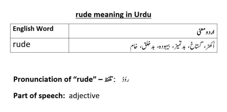rude meaning in Urdu
