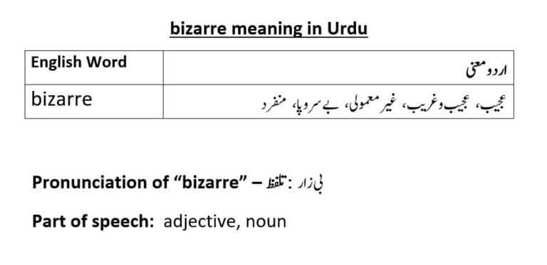 bizarre meaning in Urdu