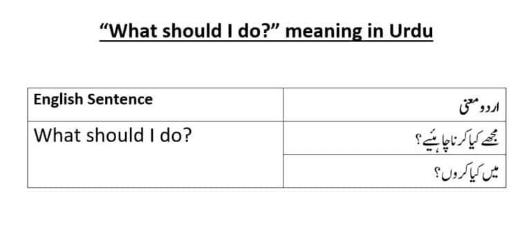 what should I do meaning in Urdu