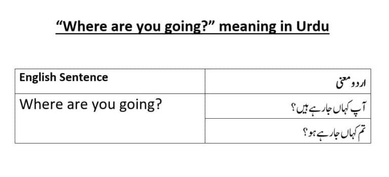 where are you going meaning in Urdu